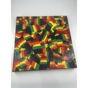 Handmade Painting 20x20 Rainbow Abstract Acrylic Painting Canvas Black Colorful